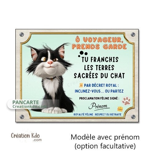 plaque humour attention au chat panneau chien portail