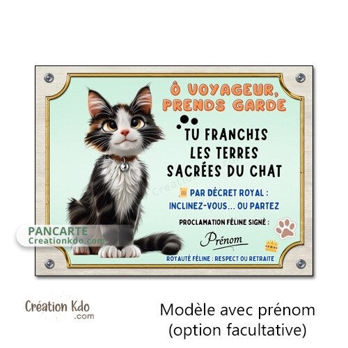 plaque humour attention au chat pancarte marrante panneau