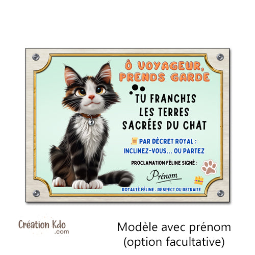 plaque humour attention au chat pancarte marrante panneau