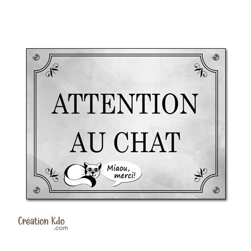 panneau attention au chat plaque de rue portail pancarte personnalisé aluminium