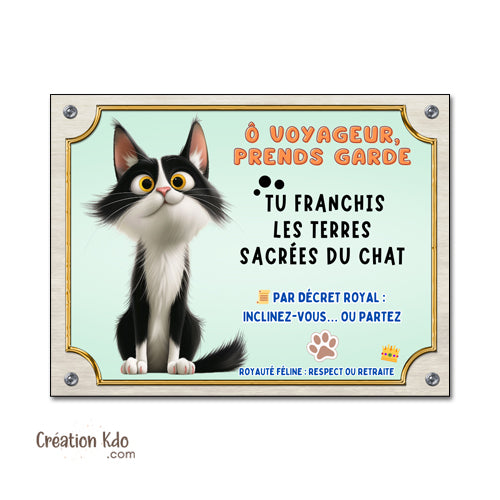 plaque humour attention au chat panneau chien portail