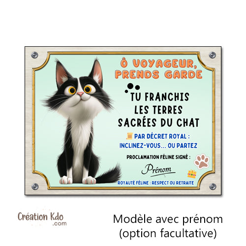 plaque humour attention au chat panneau chien portail personnalisé