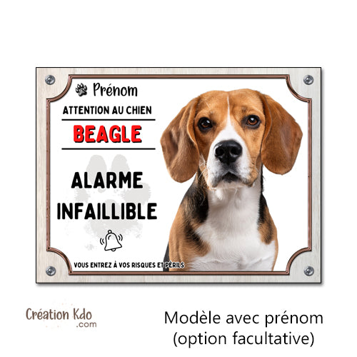 plaque beagle humour alarme panneau chien portail