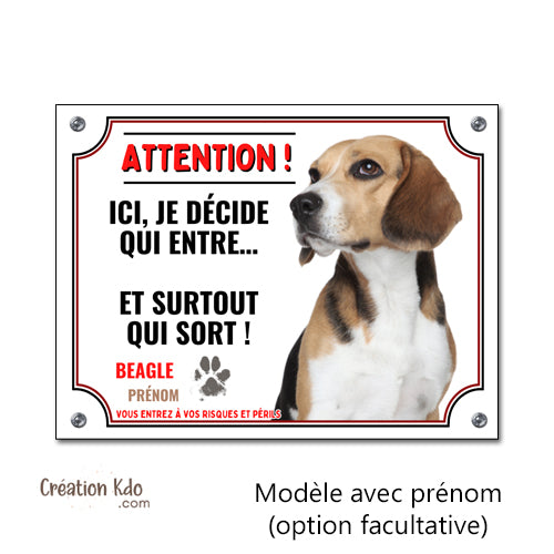 plaque attention au chien entre qui veut sort qui peut beagle panneau portail personnalisable