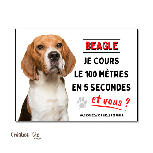 plaque attention au chien beagle humour panneau je monte la garde humour 100 mètres