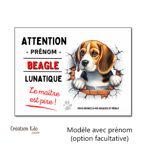 panneau chien lunatique beagle je monte la garde plaque
