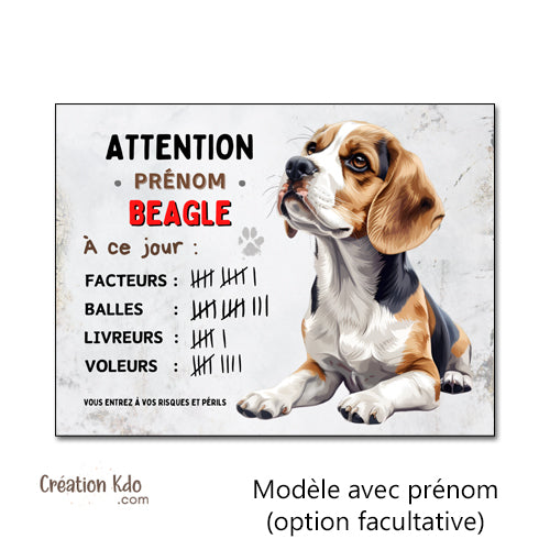 je monte la garde plaque attention au chien beagle humour à ce jour plaque personnalisée