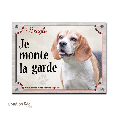 plaque beagle je monte la garde à la maison panneau chien portail personnalisable