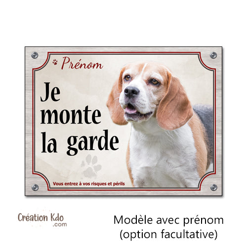 plaque beagle je monte la garde à la maison panneau chien portail personnalisable