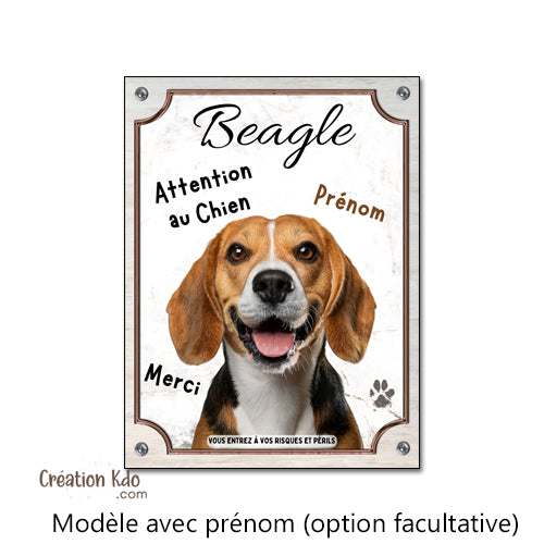 plaque attention au chien merci beagle panneau portail chien je monte la garde