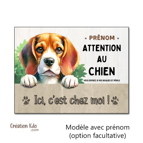 panneau chien métal aluminium beagle