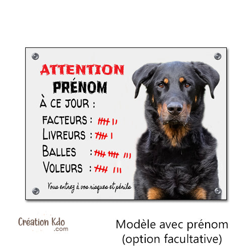 plaque beauceron je monte la garde panneau chien portail humour à ce jour