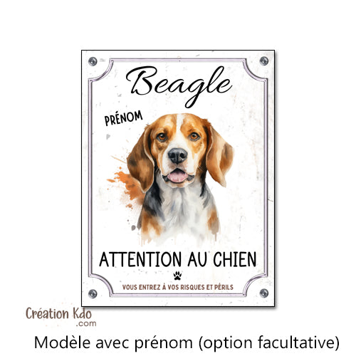 plaque attention au chien beagle panneau portail chien