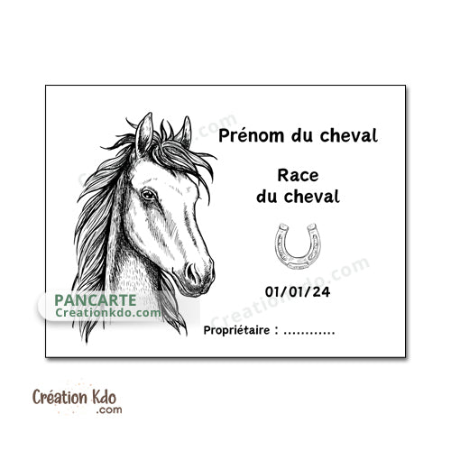 plaque de box cheval personnalisée panneau écurie chevaux race naissance nom pancarte aluminium poney