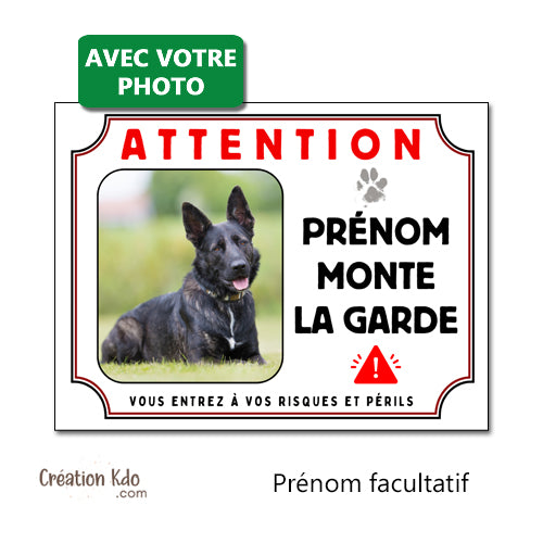 plaque chien personnalisée photo panneau portail je monte la garde portail