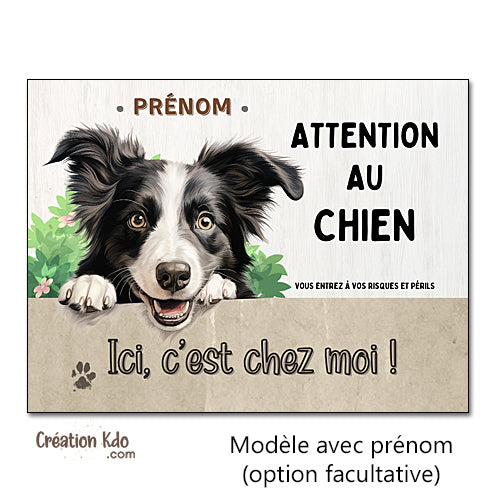 border collie panneau attention au chien portail plaque je monte la garde pancarte c'est chez moi