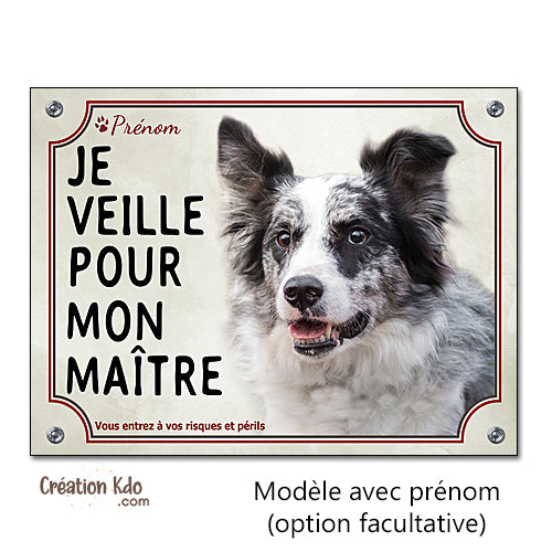 panneau border collie attention au chien portail plaque je monte la garde pancarte je veille pour mon maitre