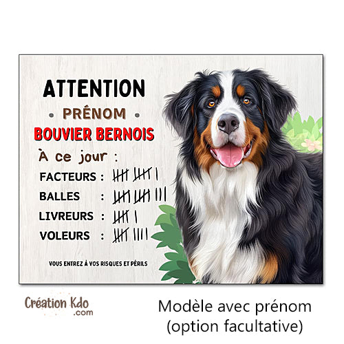 panneau attention bouvier bernois monte la garde plaque chien humour à ce jour facteurs portail