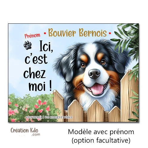 panneau humour bouvier bernois attention au chien plaque monte la garde à personnaliser