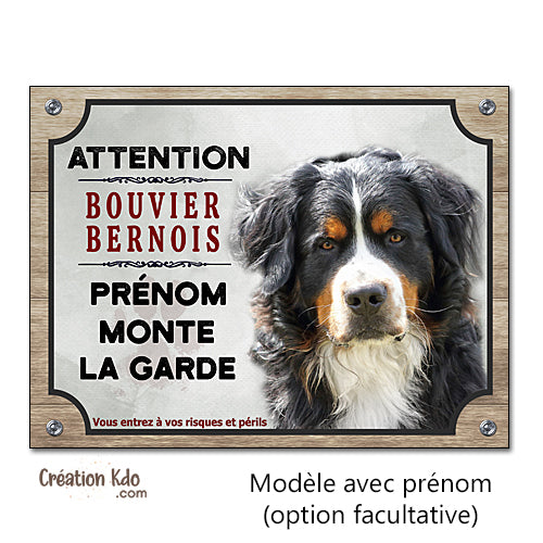panneau attention bouvier bernois monte la garde plaque chien portail à personnaliser