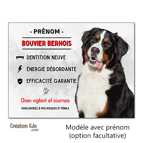 panneau attention bouvier bernois monte la garde plaque chien vigilant portail