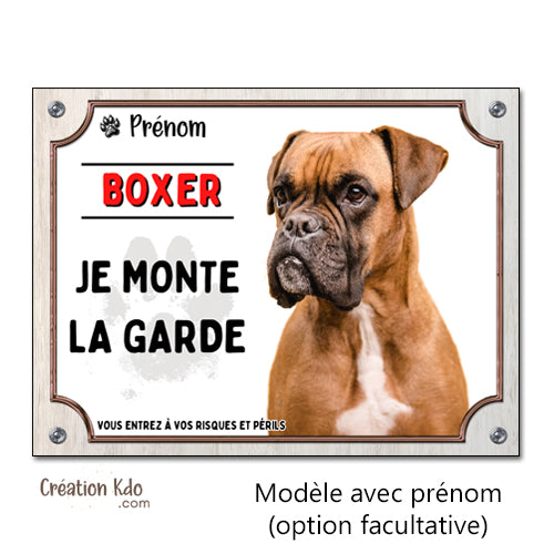 plaque chien boxer attention au chien panneau portail je monte la garde