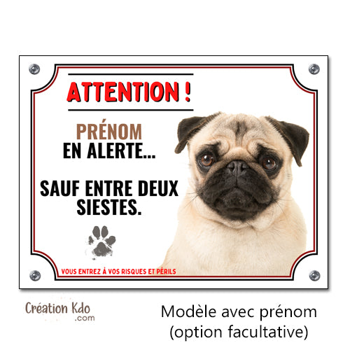 panneau carlin attention au chien plaque personnalisée