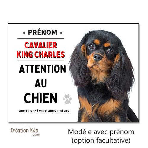 panneau humour cavalier king charles tricolore plaque chien je monte la garde personnalisé