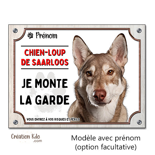 plaque chien loup saarloos attention au chien panneau portail je monte la garde