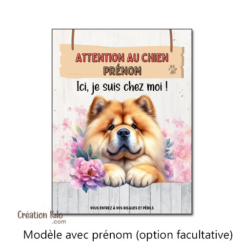 plaque chow chow attention au chien panneau portail je monte la garde prénom personnalisé