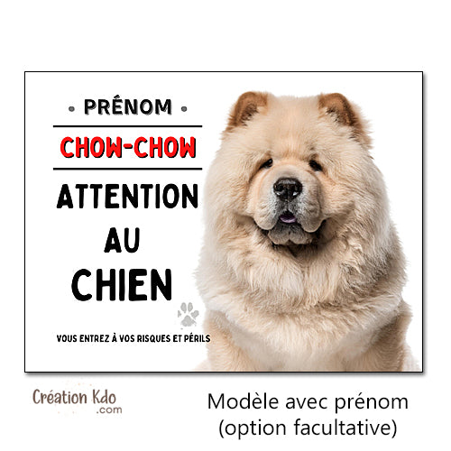 plaque chow chow crème panneau attention au chien pancarte je monte la garde