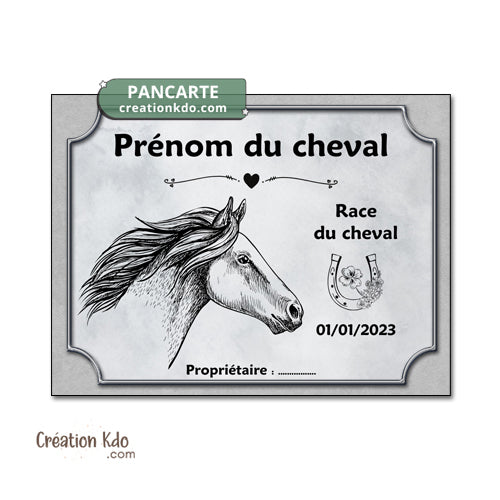 plaque de box cheval personnalisée panneau écurie chevaux race naissance nom pancarte aluminium