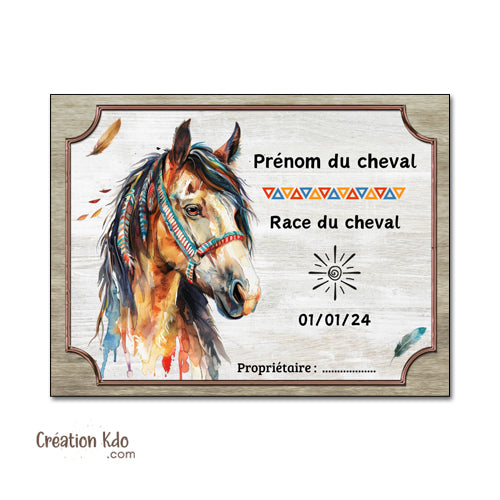 plaque de box cheval native américa personnalisée panneau écurie chevaux race naissance nom pancarte en aluminium