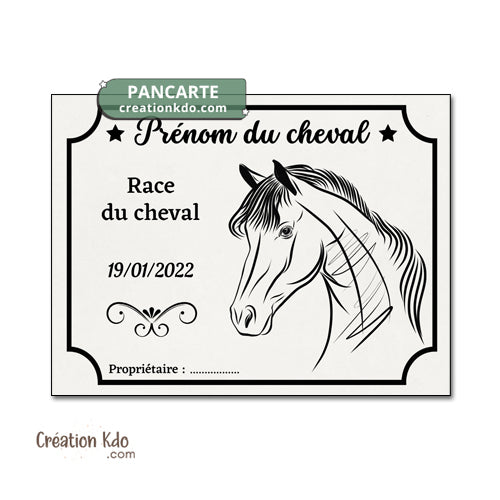 plaque de box chevaux personnalisée panneau écurie cheval nom race naissance texte sellerie