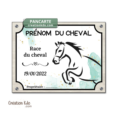 plaque de box cheval personnalisée panneau écurie chevaux race naissance nom