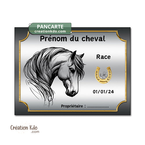 plaque de box cheval personnalisée panneau écurie chevaux race naissance nom pancarte en aluminium