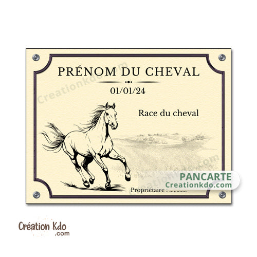 plaque de box cheval à personnaliser panneau nom chevaux poney sellerie idée cadeau