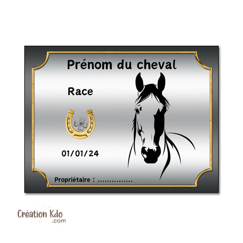 plaque de box cheval personnalisée panneau écurie chevaux race naissance nom pancarte en aluminium