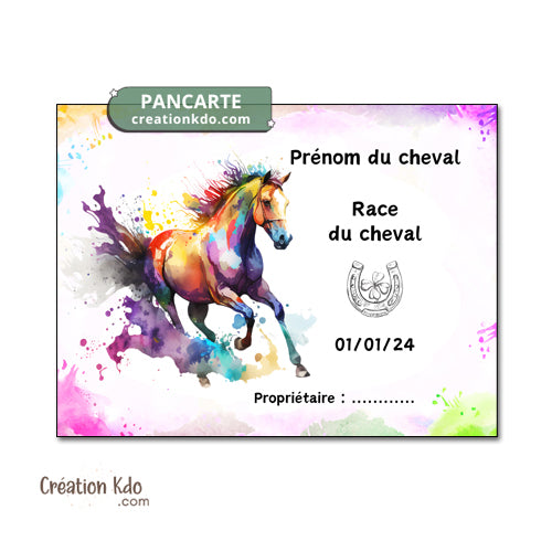 plaque de box cheval personnalisée panneau écurie chevaux race naissance nom pancarte aluminium cadeau
