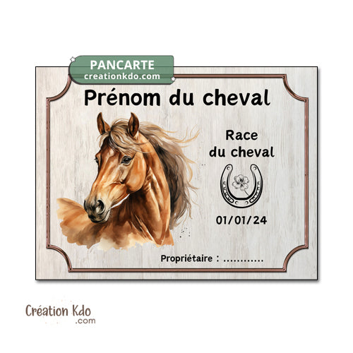 plaque de box cheval personnalisée panneau écurie chevaux race naissance nom pancarte aluminium
