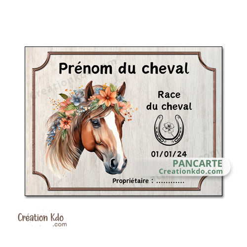 plaque de box cheval personnalisée panneau écurie chevaux race naissance nom pancarte aluminium