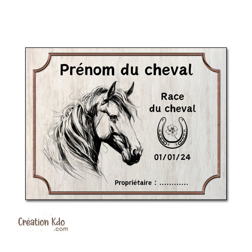 plaque de box cheval personnalisé panneau aluminium écurie nom chevaux poney sellerie