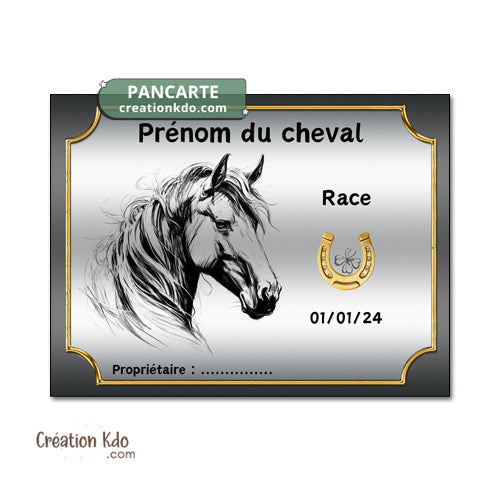 plaque de box cheval personnalisée panneau écurie chevaux race naissance nom pancarte en aluminium