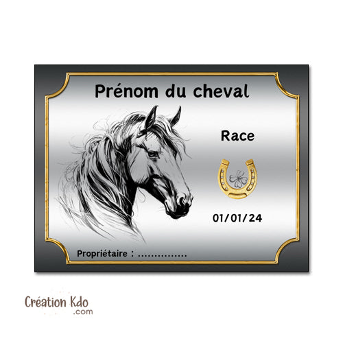 plaque de box cheval personnalisée panneau écurie chevaux race naissance nom pancarte en aluminium