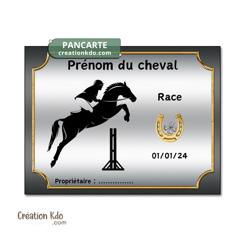 plaque de box cheval personnalisée panneau écurie chevaux race naissance nom pancarte aluminium