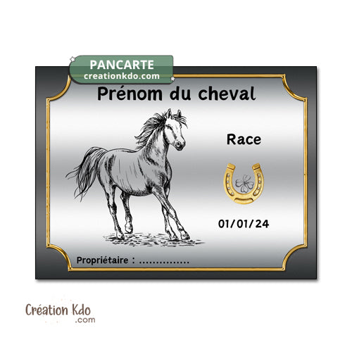 plaque de box cheval personnalisée panneau écurie chevaux race naissance nom pancarte aluminium