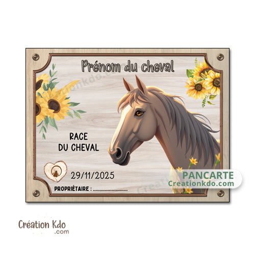plaque de box cheval personnalisée panneau écurie chevaux race naissance nom pancarte aluminium