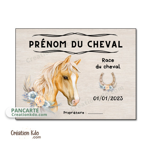 plaque de box cheval personnalisée