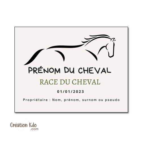 plaque de box personnalisée cheval panneau chevaux poney