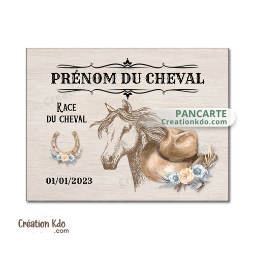 plaque de box cheval western